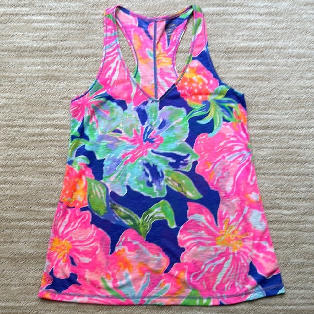 Lilly Pulitzer Women’s Luxletic Anisa Tank Top In Beckon Blue Jungle Utopia L - Picture 2 of 11